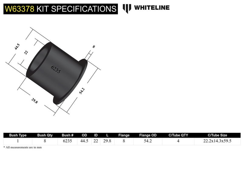 Whiteline W63378 Rear Trailing Arm Bushing - Image 5